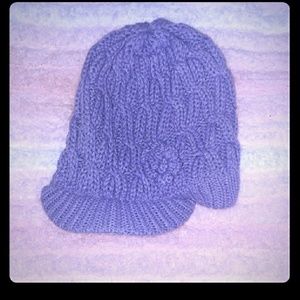 Lavender Purple Beanie Hat w/ Brim on Front